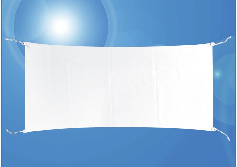 PAVO™ 200x94 / sol-tex™ L<br> Trennbanner für die Gastronomie zum Einhalten der Corona Covid-19 Abstandsregeln.<br><br>  Grösse ca. 200 x 94 cm, Stoffqualität sol-tex™ L, unbedruckt uni weiss