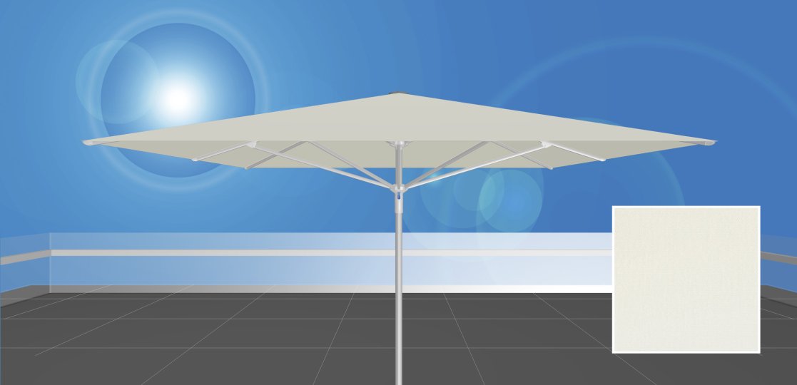 RAYO™ 350.S4 / uni-sol™ 100<br> roter Sonnenschirm ohne Volant<br><br>  350 x 350 cm, quadratisch, ohne Volant, Stoffqualität uni-sol™ 100, natur 