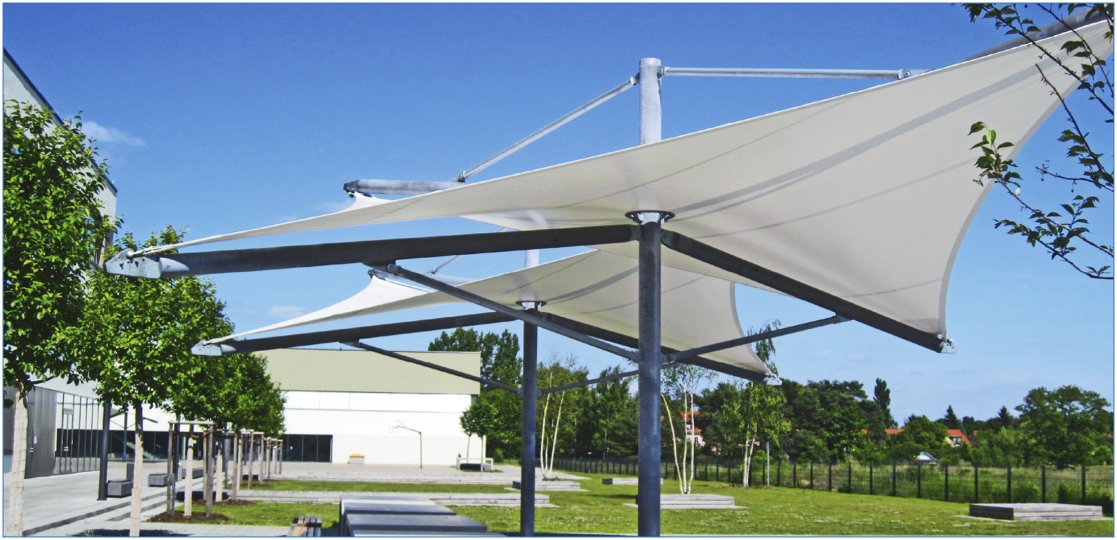 TEXTILE BAUWERKE - freistehende Allwetter-Segel