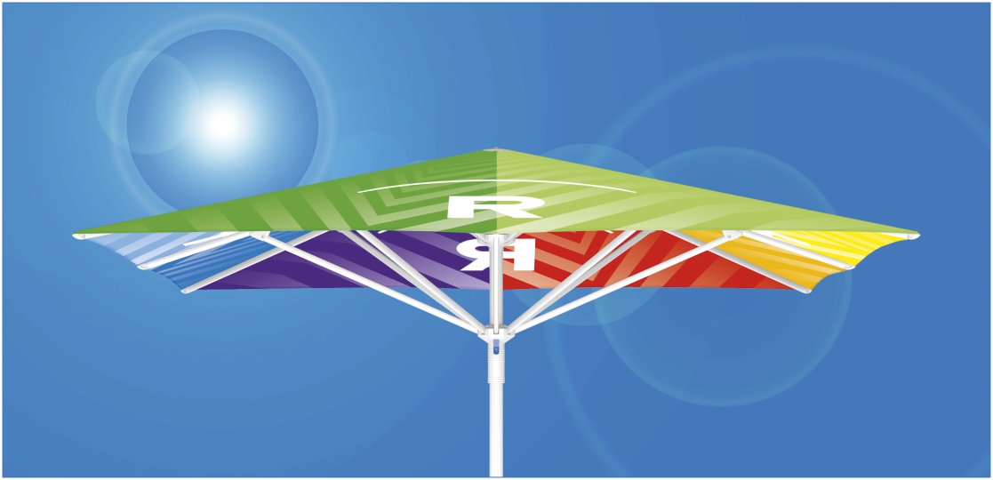 RAYO™ - der einfach meisterliche<br> Werbeschirm